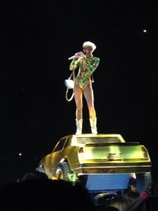 Miley Cyrus singing on top of a Cadillac 2/25 at SAP Center in San Jose, CA